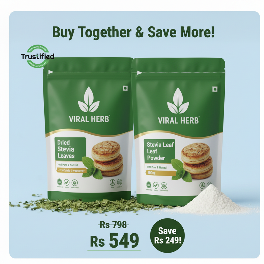 Viral Herb Stevia Combo Pack – Dried Leaves + Powder (Best Value)